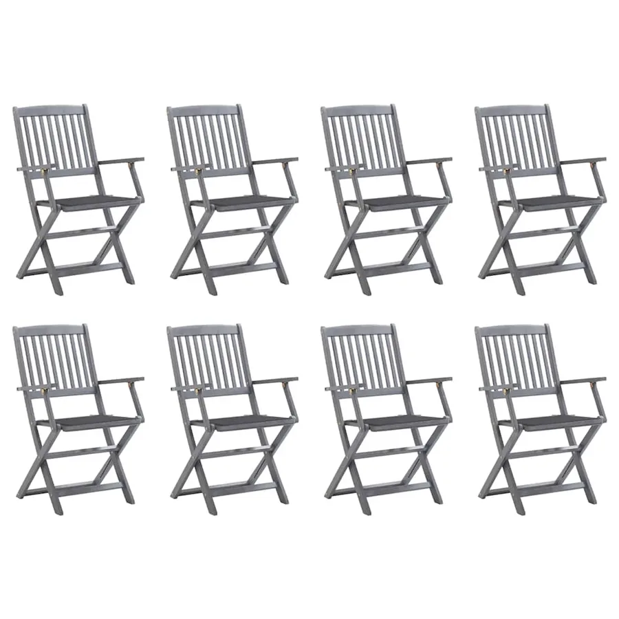 Chaises pliables d'extérieur lot de 8 et coussins Bois d'acacia