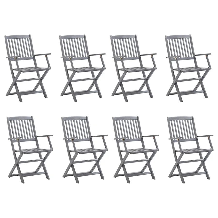 Chaises pliables d'extérieur lot de 8 et coussins Bois d'acacia - 2