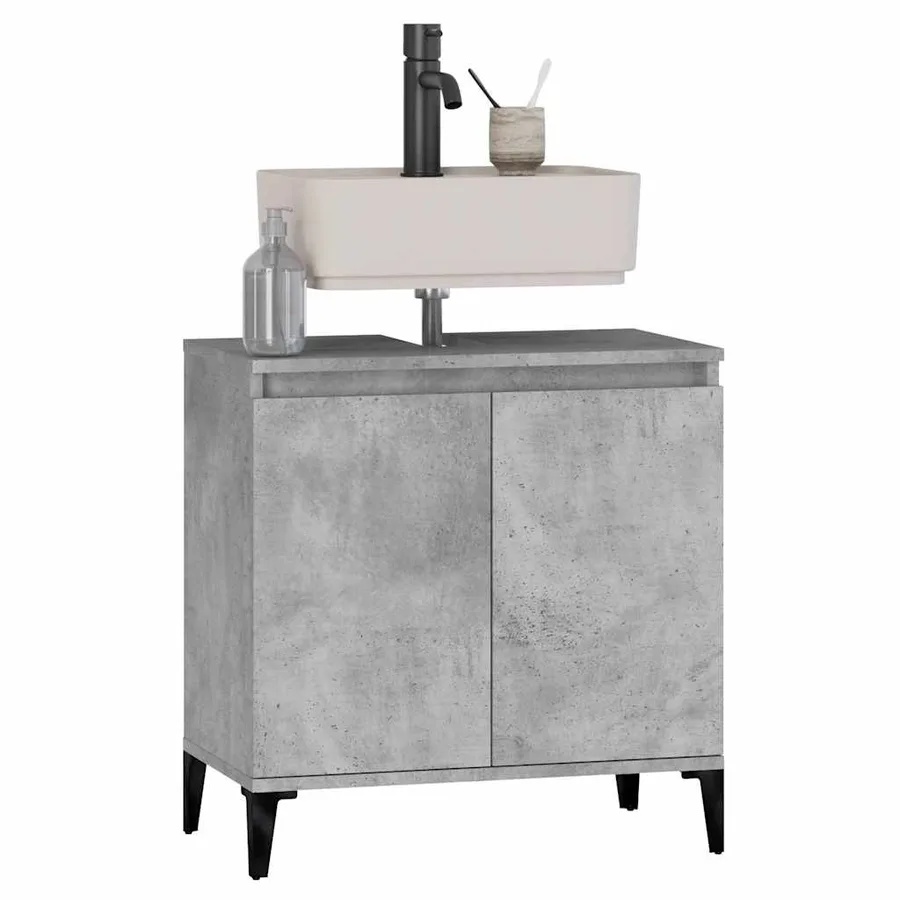 Meuble d'évier gris béton 58x33x60 cm bois d'ingénierie - 3