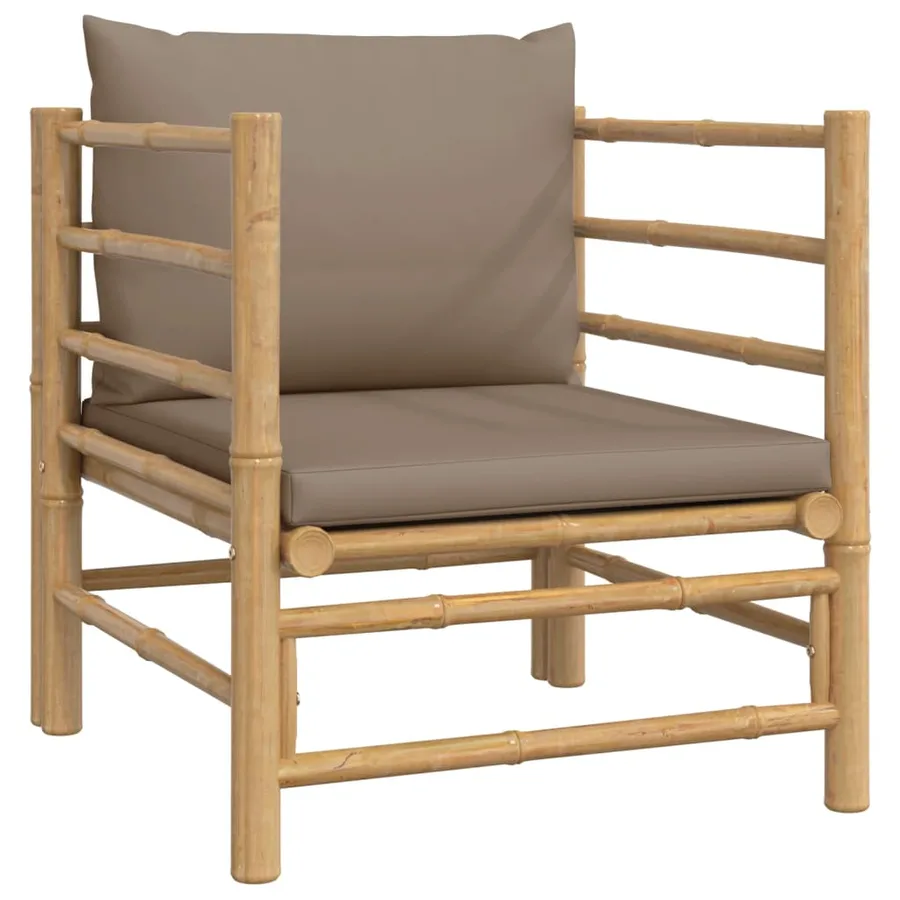 Salon de jardin 12 pcs avec coussins taupe bambou - 6