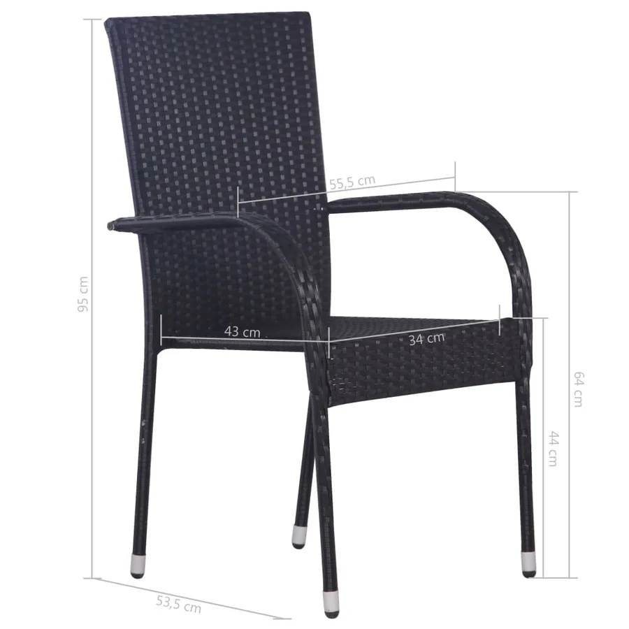 Ensemble à manger de jardin 3pcs Résine tressée Noir - 9
