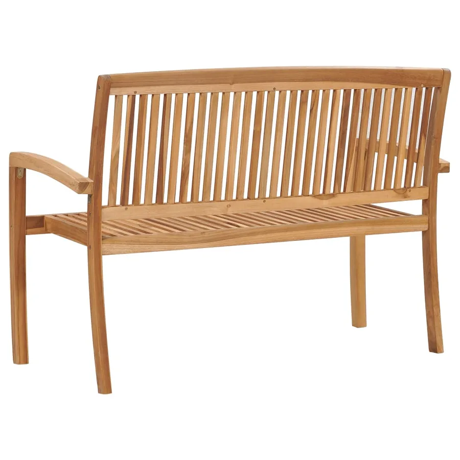 Banc de jardin empilable et coussin 128,5cm Bois de teck massif - 5