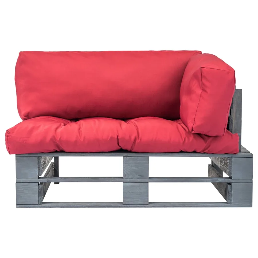 Canapé de jardin palette avec coussins rouge Pinède - 2
