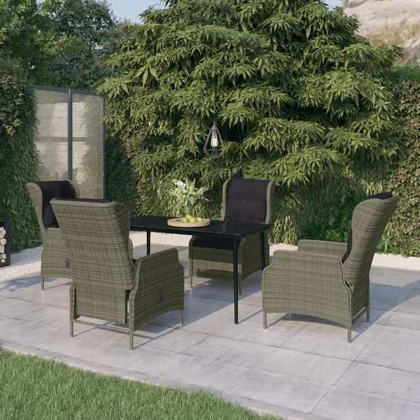 Ensemble à manger de jardin 5 pcs Marron