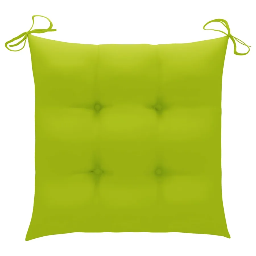 Chaises de jardin lot de 8 avec coussins vert vif Teck solide - 9