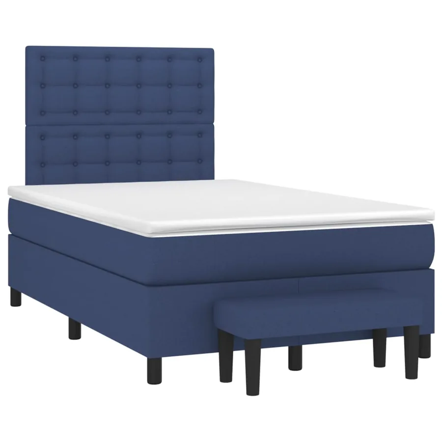 Sommier à lattes de lit avec matelas Bleu 120x200 cm Tissu - 3