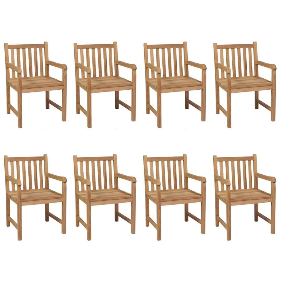 Chaises de jardin lot de 8 avec coussins anthracite Teck solide - 2