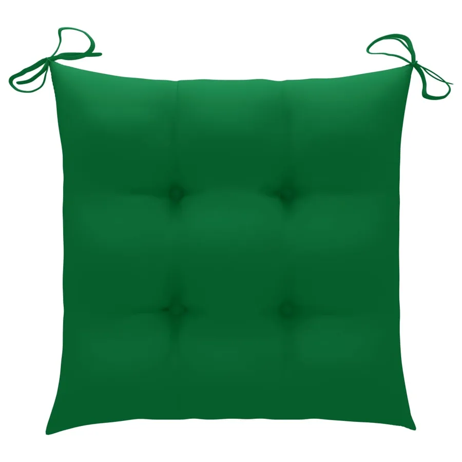 Chaises de jardin lot de 2 et coussins vert Bois de teck massif - 9