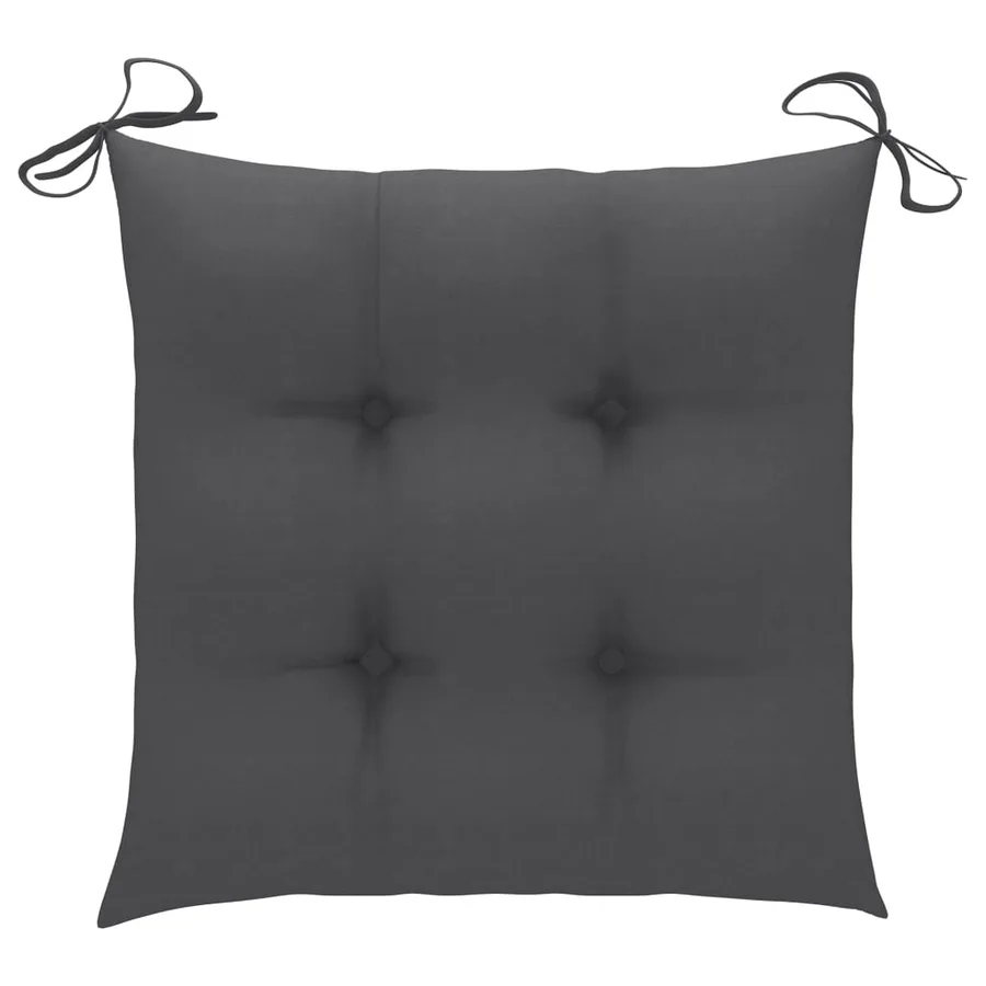 Chaises de jardin lot de 4 avec coussins anthracite Teck solide - 10