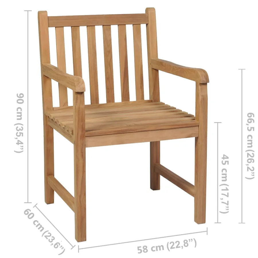 Chaises de jardin lot de 4 avec coussins anthracite Teck solide - 12