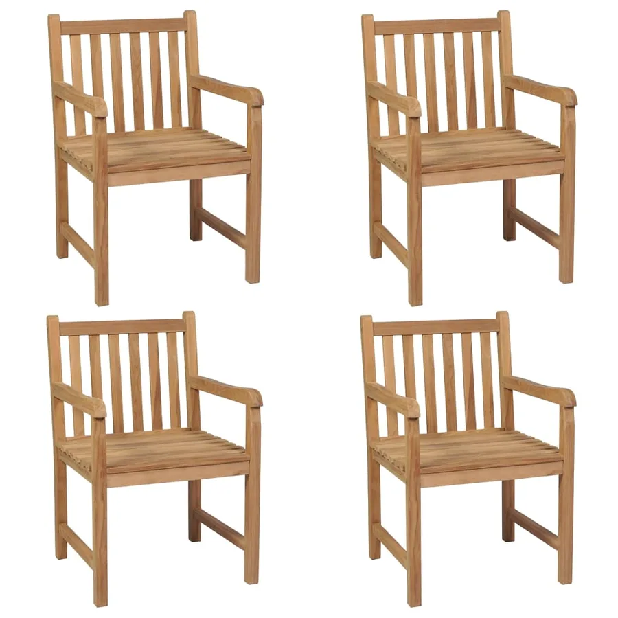 Chaises de jardin lot de 4 avec coussins anthracite Teck solide - 2