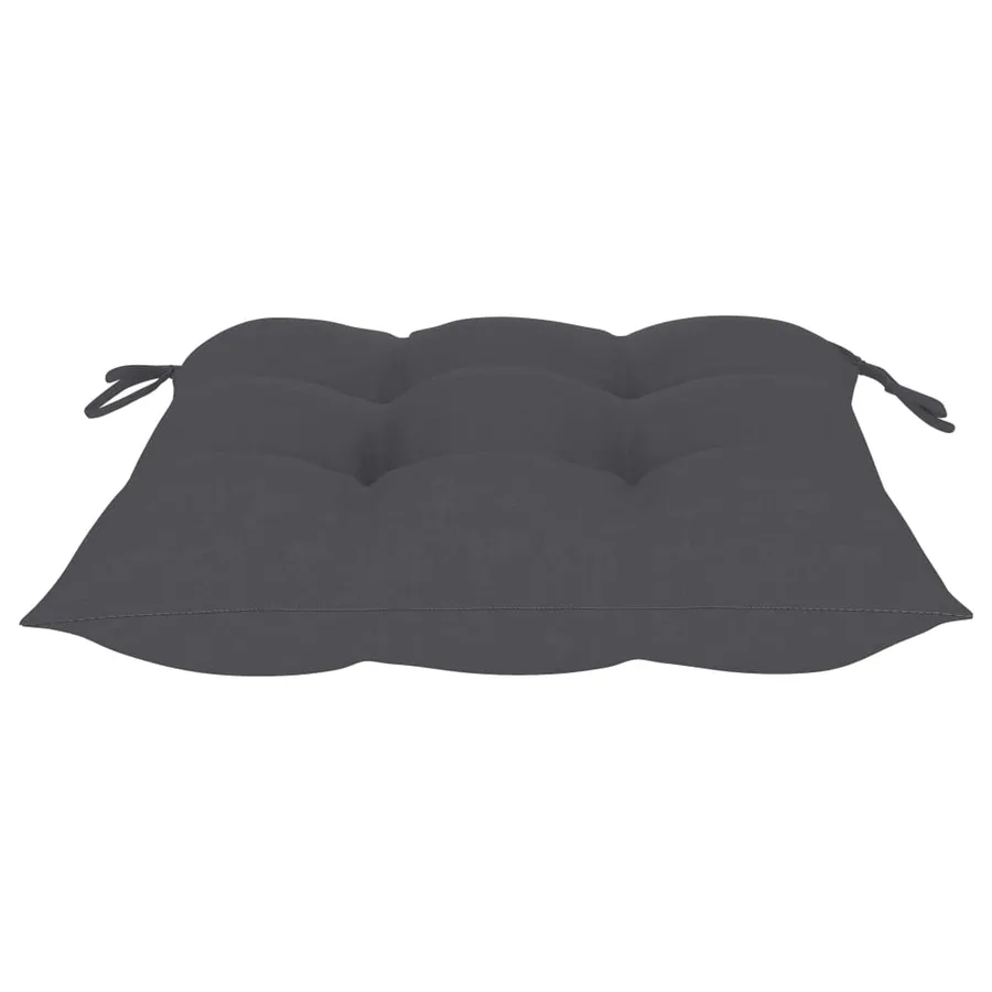 Chaises de jardin lot de 4 avec coussins anthracite Teck solide - 9