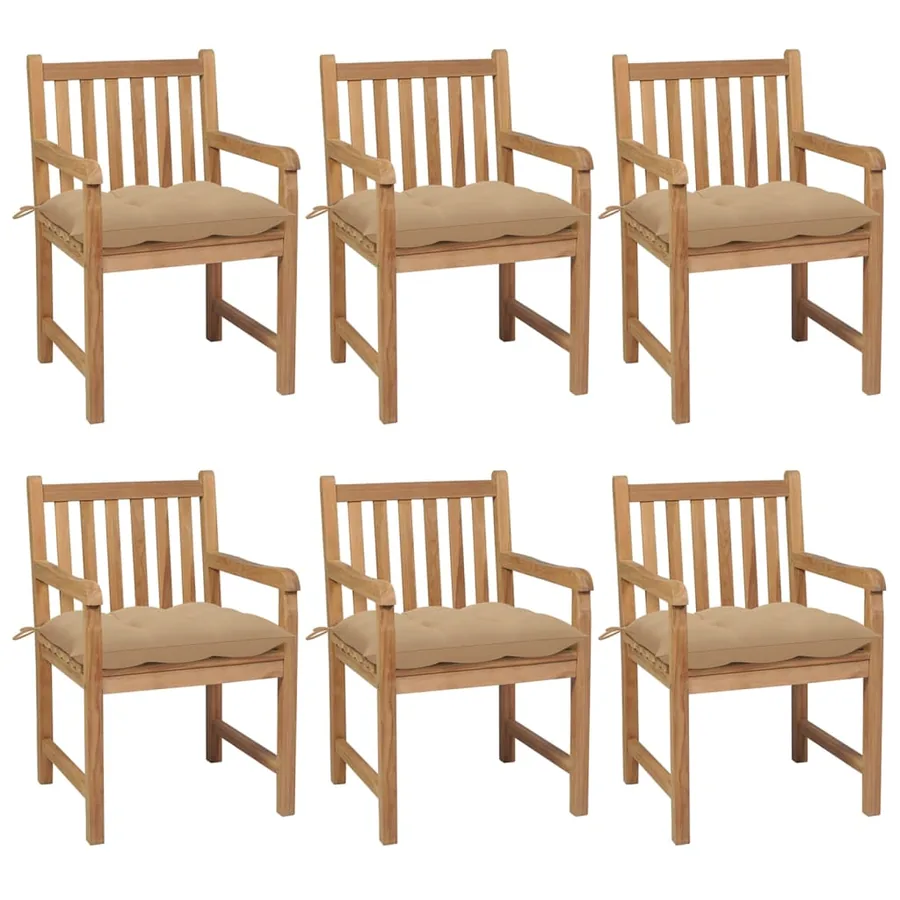 Chaises de jardin lot de 6 avec coussins anthracite Teck solide