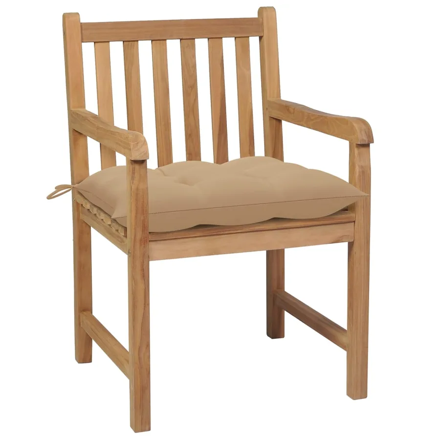 Chaises de jardin lot de 6 avec coussins anthracite Teck solide - 3
