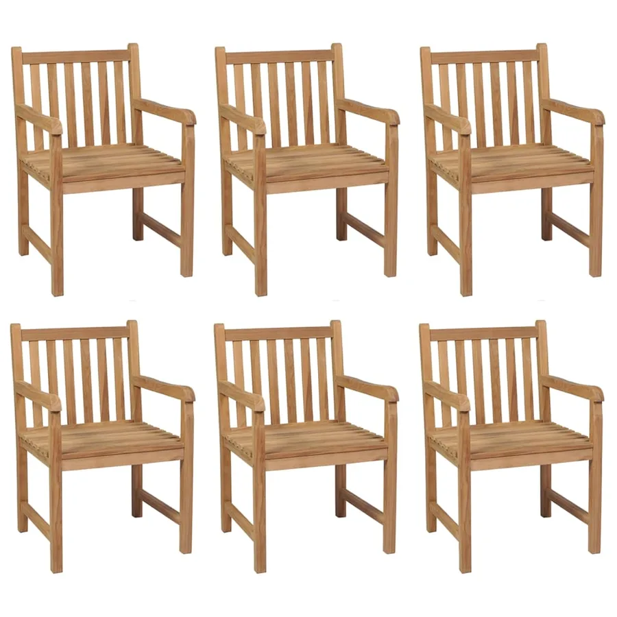 Chaises de jardin lot de 6 avec coussins anthracite Teck solide - 2