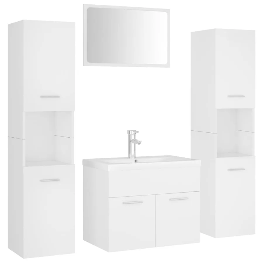 Ensemble de meubles de salle de bain Blanc Aggloméré - 2