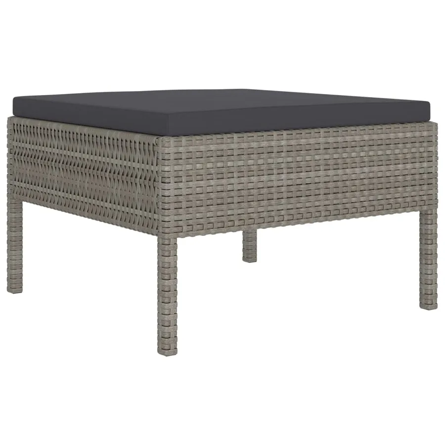 Salon de jardin 10 pcs avec coussins Résine tressée Gris - 3