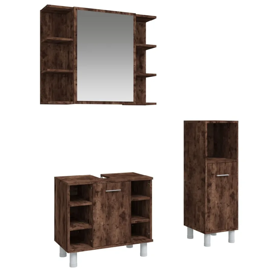 Ensemble d'armoires de salle de bain 3 pcs chêne fumé - 2