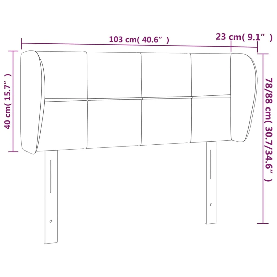 Tête de lit avec oreilles Bleu 103x23x78/88 cm Tissu - 9