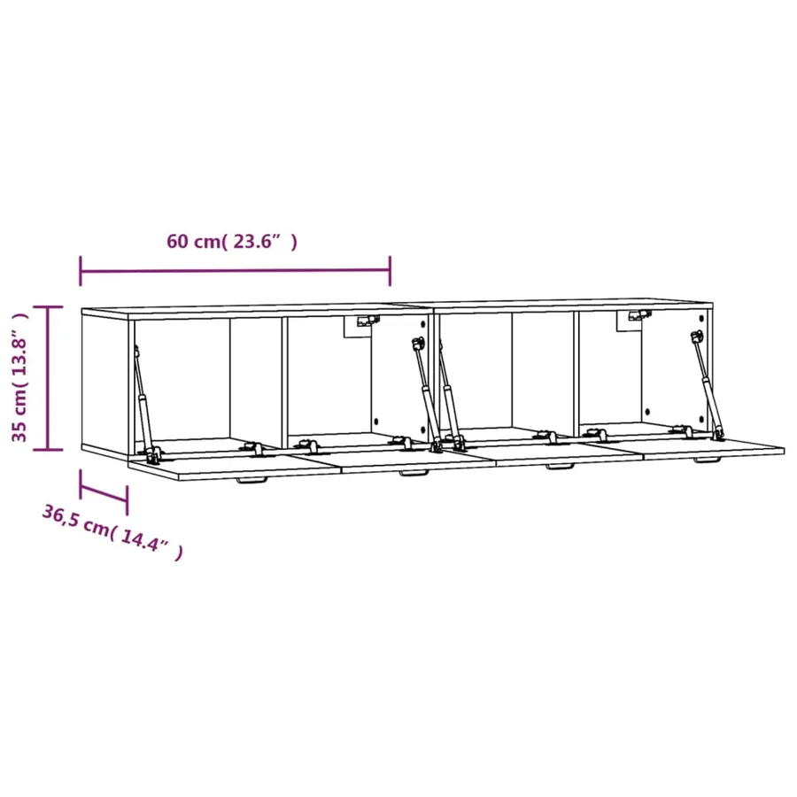 Armoires murales 2pcs Chêne brun 60x36,5x35cm Bois d'ingénierie - 8