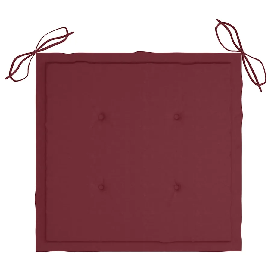 Chaises de jardin avec coussins bordeaux lot de 8 Teck massif - 9