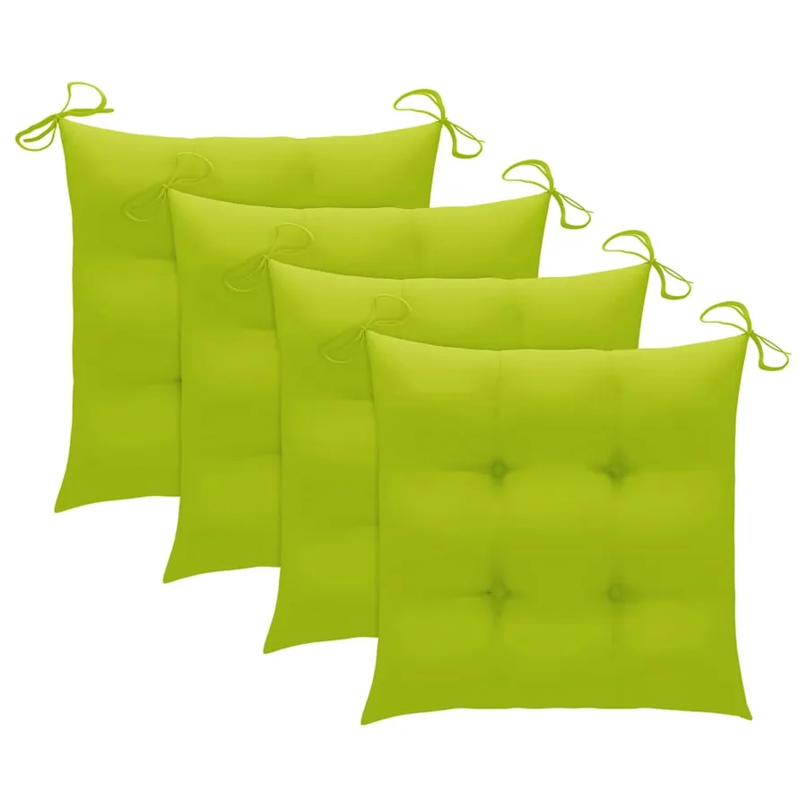 Chaises de jardin empilables avec coussins lot de 4 Teck solide - 7