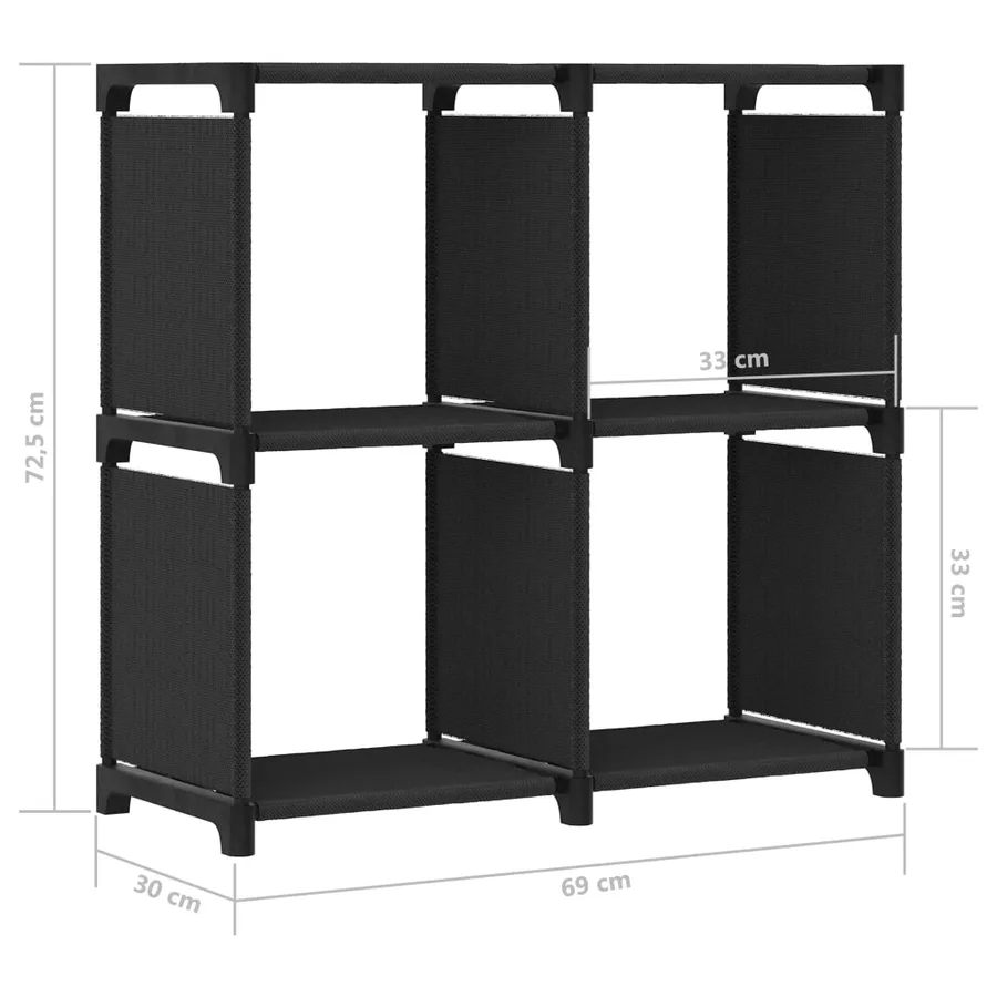 Étagère d'affichage 4 cubes Noir 69x30x72,5 cm Tissu - 8