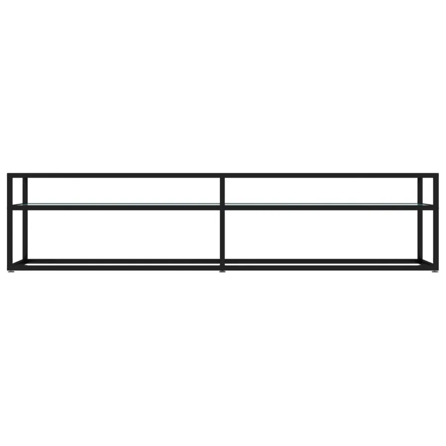 Meuble TV Marbre blanc 180x40x40,5 cm Verre trempé - 3