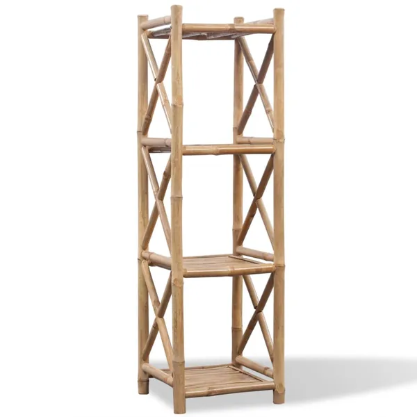 Étagère à 4 niveaux carré bambou