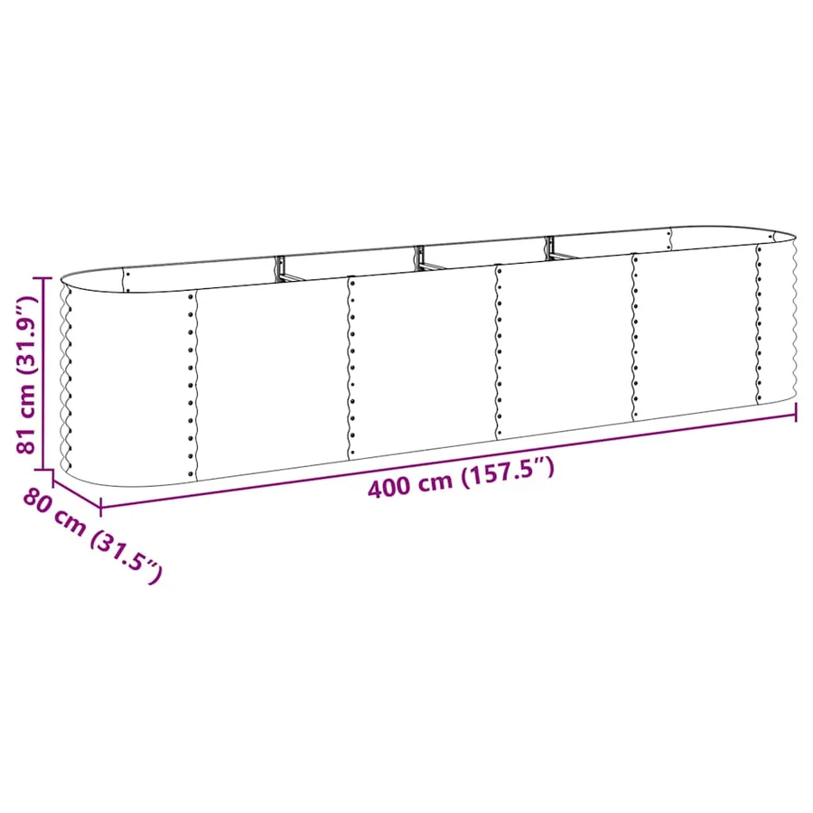 Jardinière surélevée 400x80x81 cm acier galvanisé argenté - 10