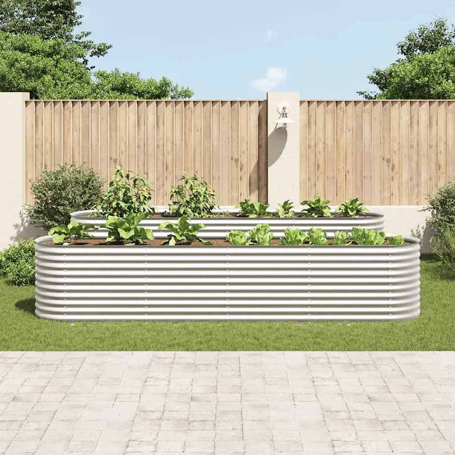 Jardinière surélevée 400x80x81 cm acier galvanisé argenté - 3