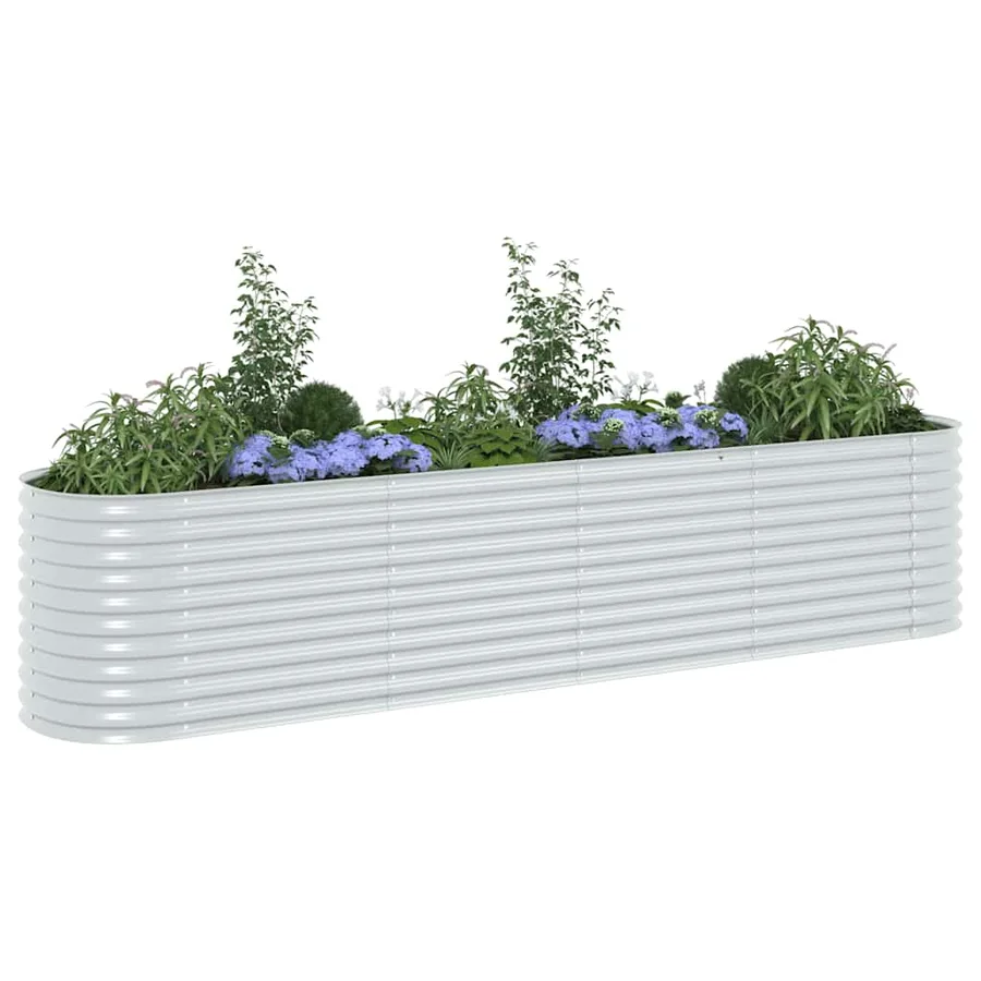 Jardinière surélevée 400x80x81 cm acier galvanisé argenté - 4