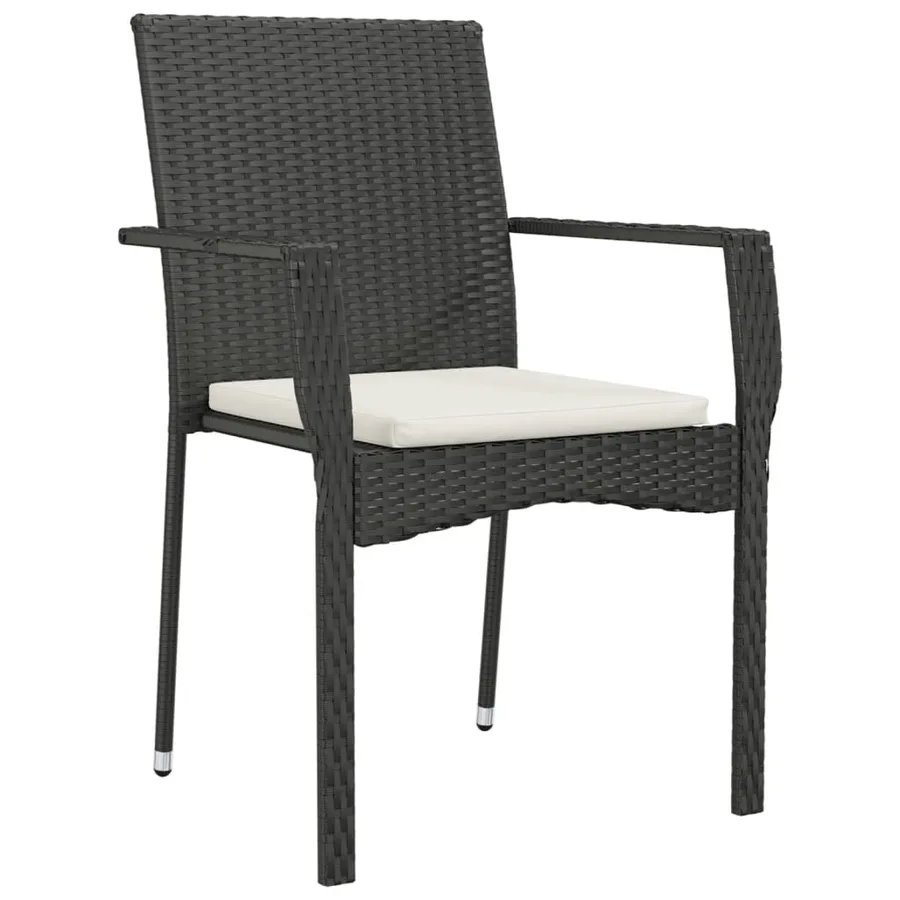 Ensemble à manger de jardin coussins 7pcs Noir Résine tressée - 5