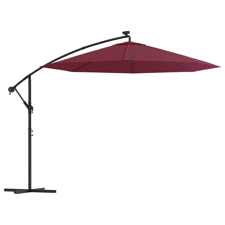 Parasol de jardin en porte-à-faux et lumières LED mât en acier - 2