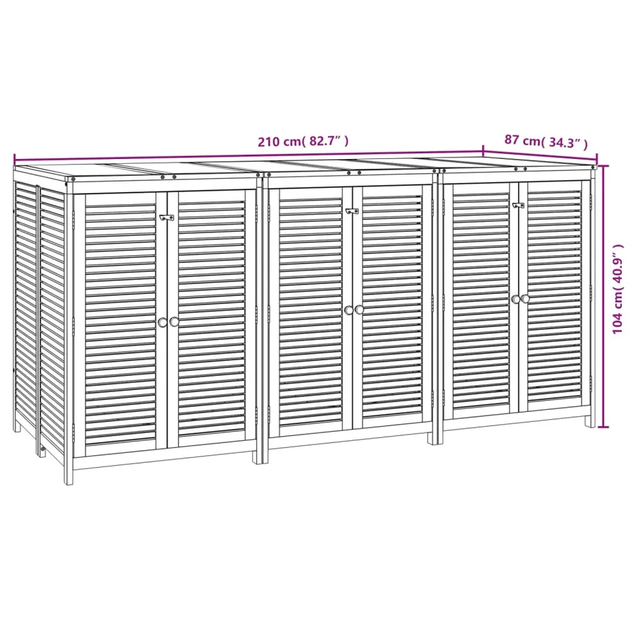 Boîte de rangement de jardin 210x87x104 cm bois massif d'acacia - 8