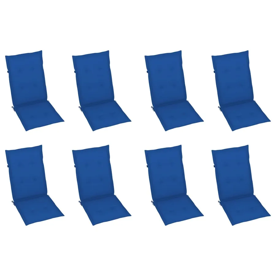 Chaises inclinables de jardin et coussins lot de 8 Teck solide - 5