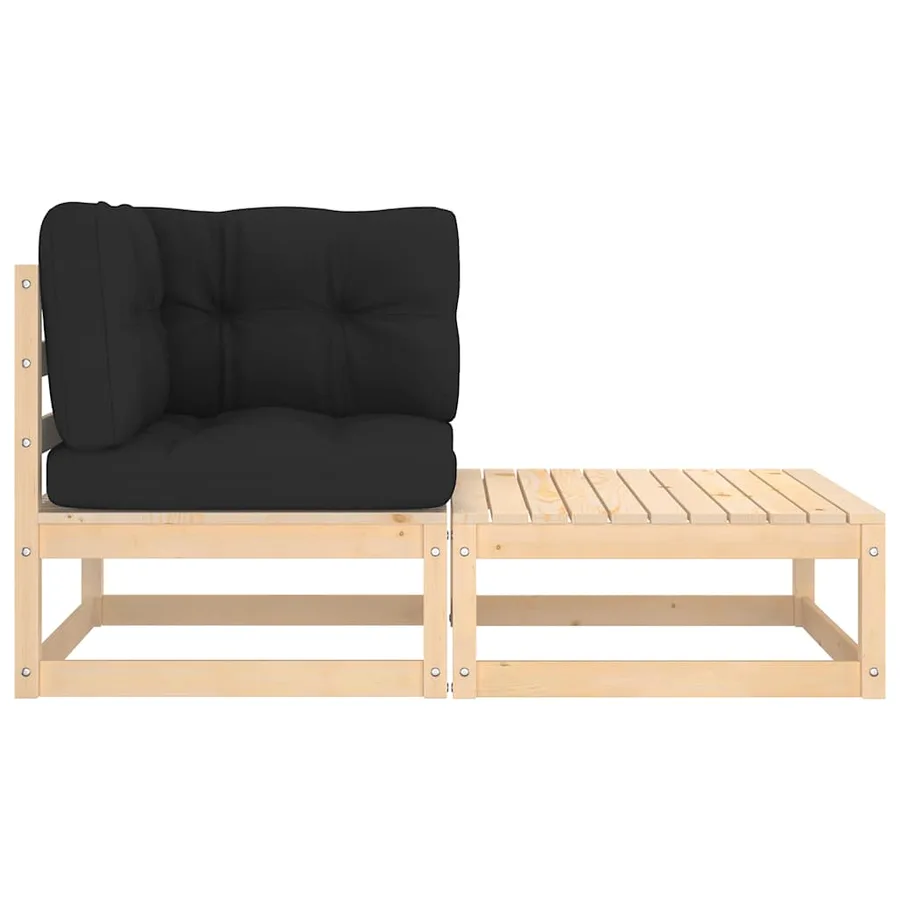 Salon de jardin 2 pcs avec coussins Bois de pin massif - 2
