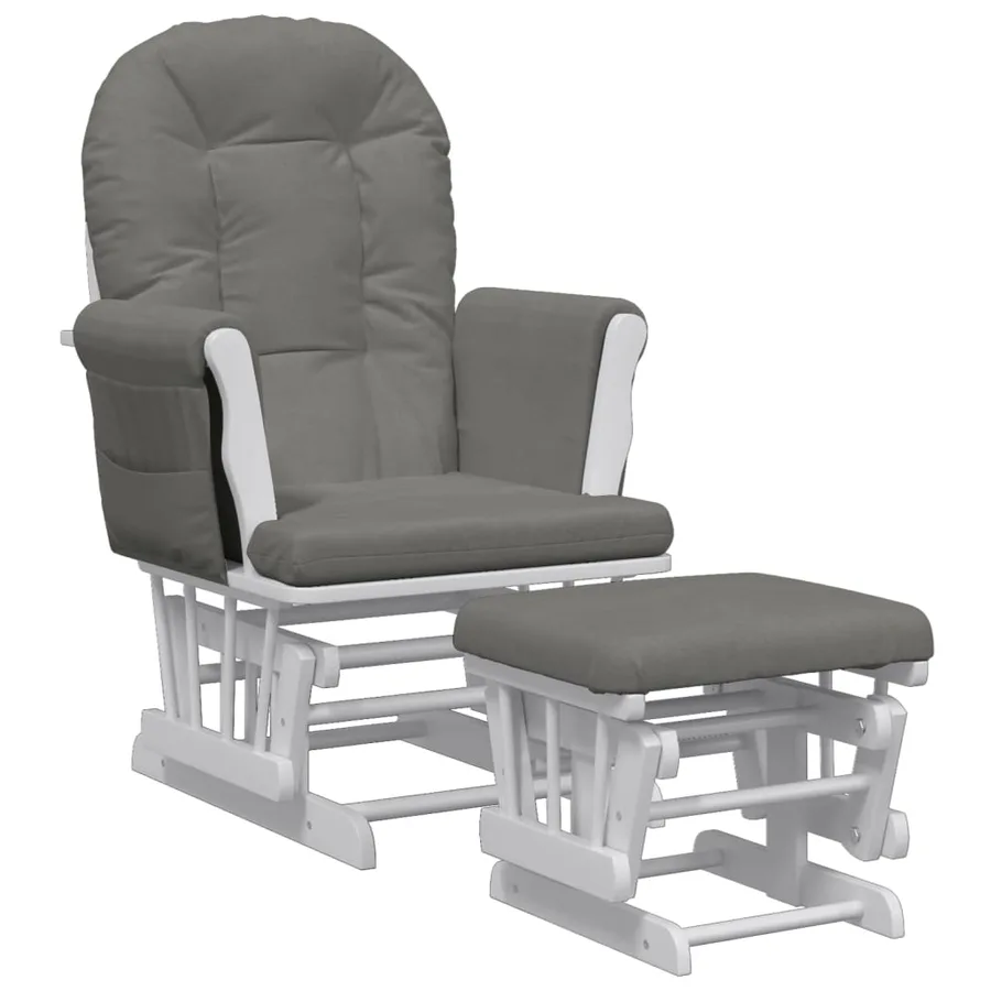 Chaise berçante avec repose-pied Gris foncé Tissu - 2