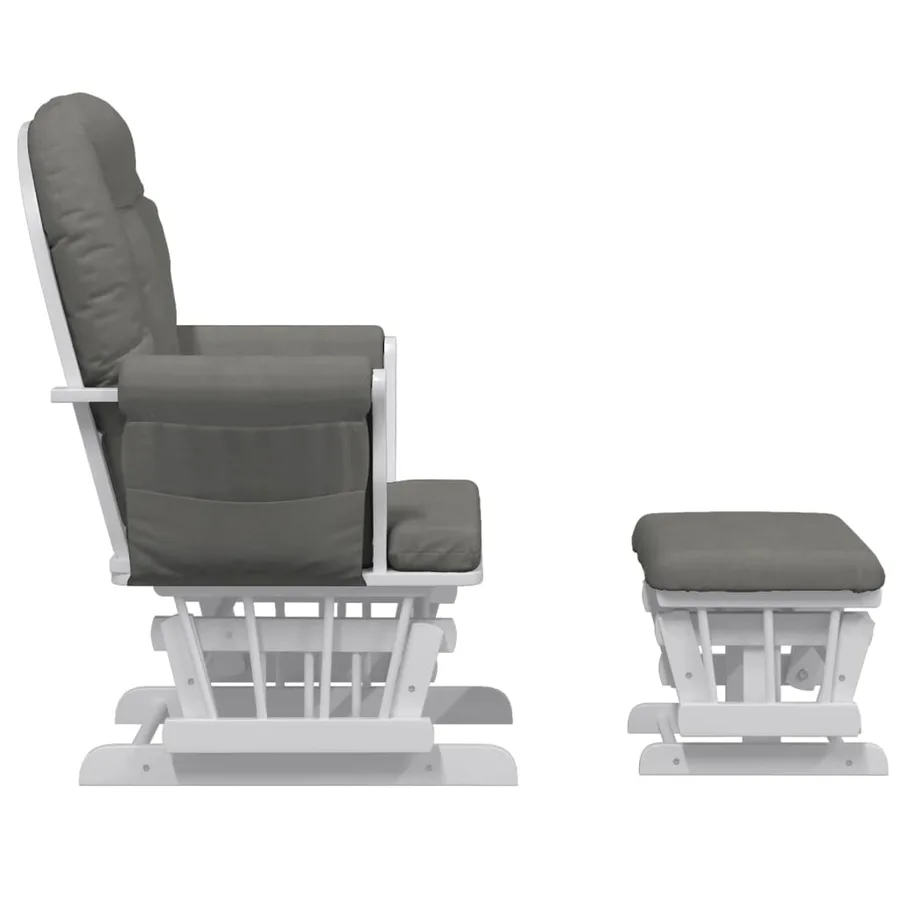 Chaise berçante avec repose-pied Gris foncé Tissu - 4