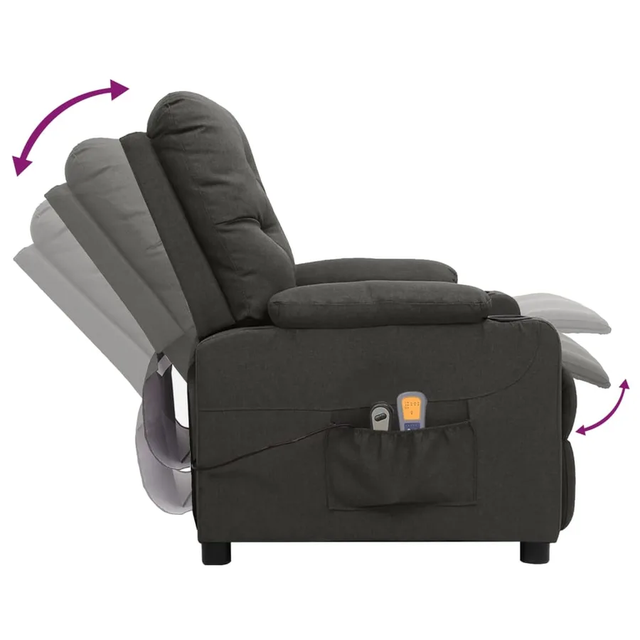 Fauteuil électrique de massage Gris foncé Tissu - 6