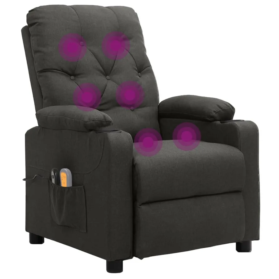 Fauteuil électrique de massage Gris foncé Tissu - 7