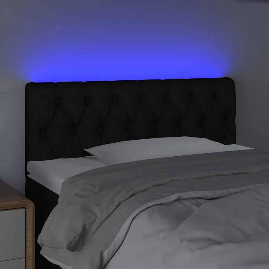 Tête de lit à LED Noir 100x7x78/88 cm Tissu - 3