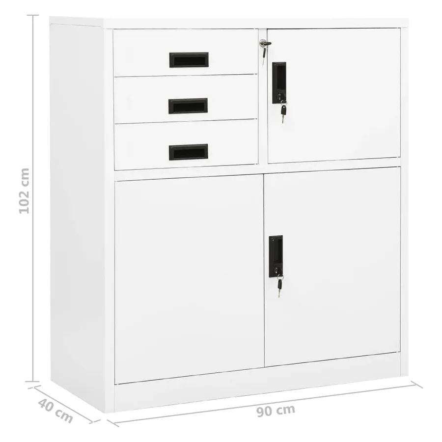 Armoire de bureau Blanc 90x40x102 cm Acier - 10