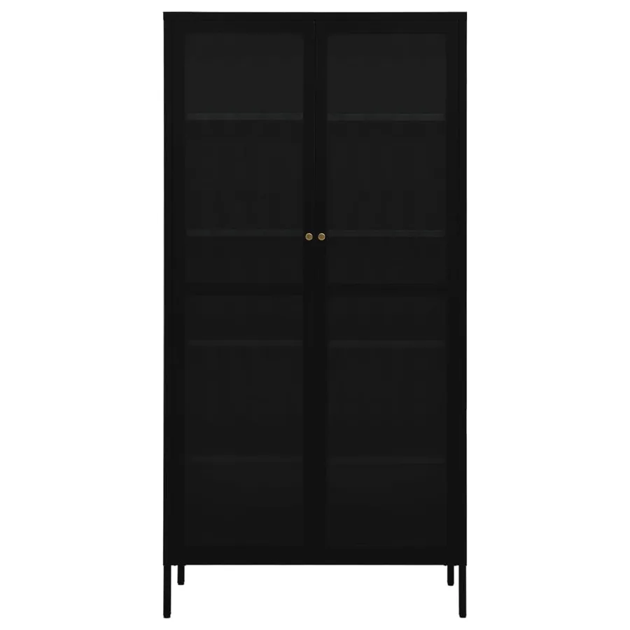 Vitrine d'exposition Noir 90x40x180 cm Acier et verre trempé - 3