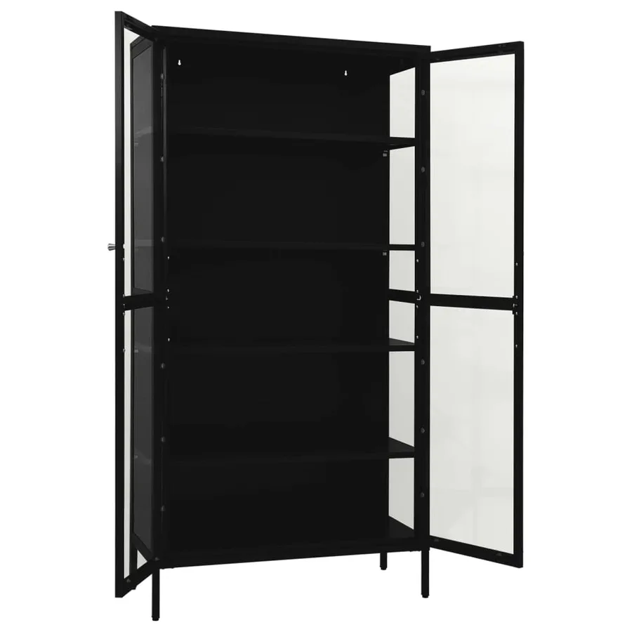 Vitrine d'exposition Noir 90x40x180 cm Acier et verre trempé - 6