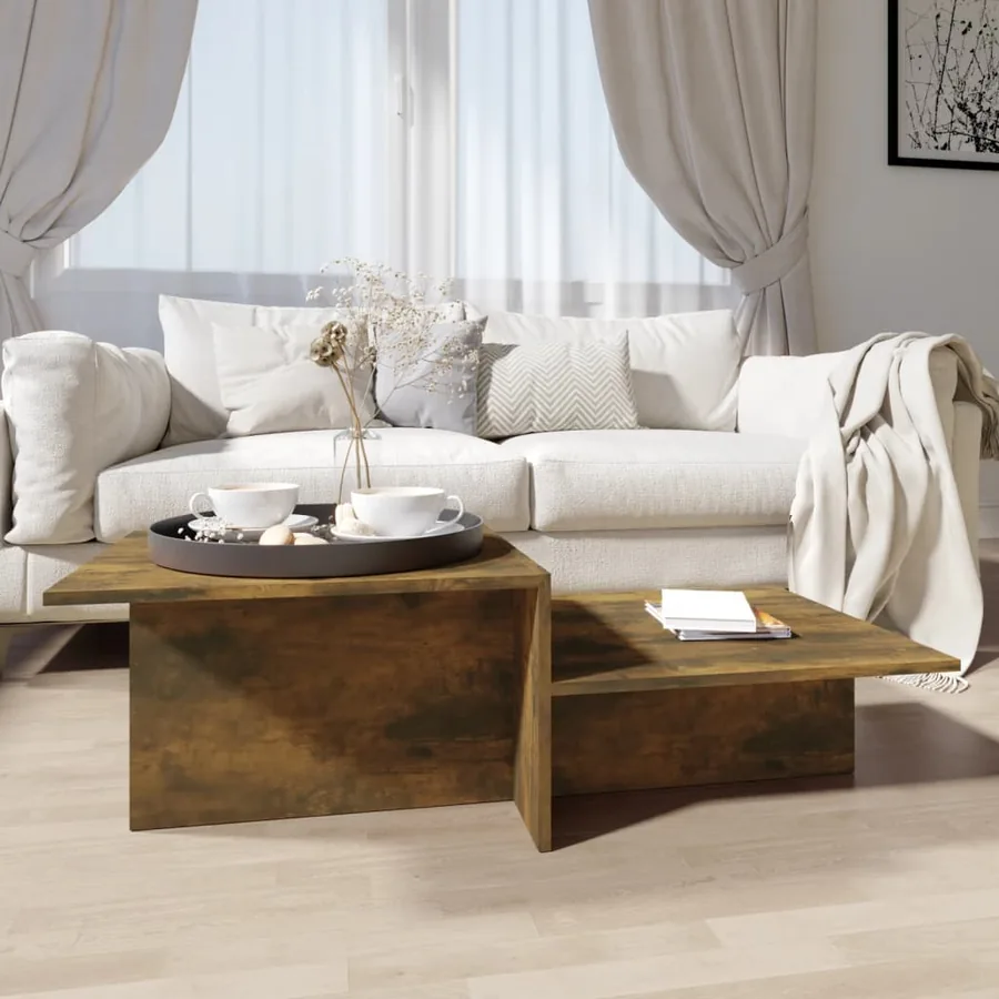 Table basse Chêne fumé 111,5x50x33 cm Bois d'ingénierie