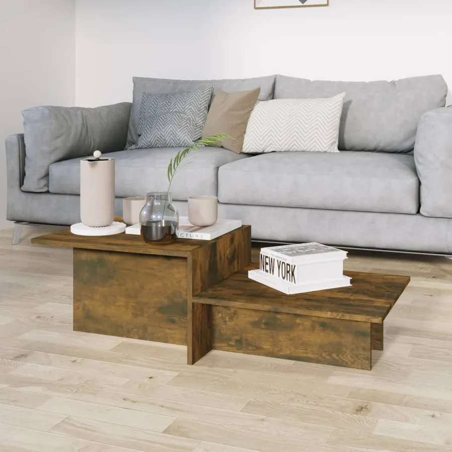 Table basse Chêne fumé 111,5x50x33 cm Bois d'ingénierie - 3