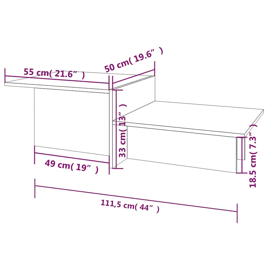 Table basse Chêne fumé 111,5x50x33 cm Bois d'ingénierie - 7