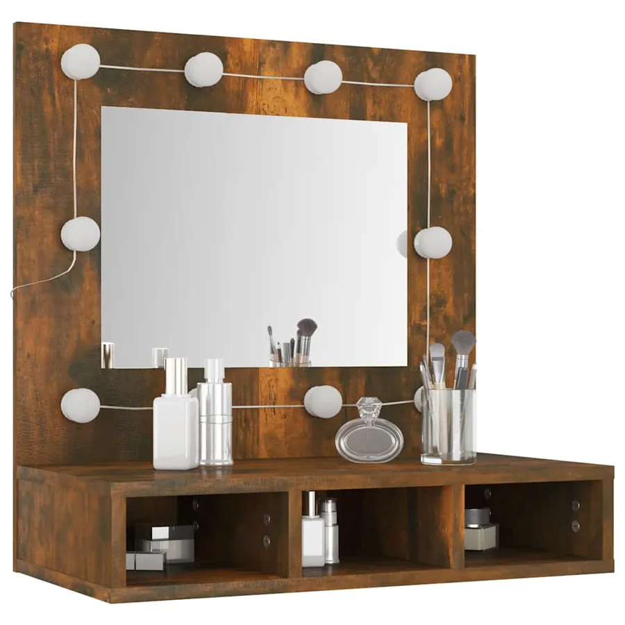 Armoire à miroir avec LED Chêne fumé 60x31,5x62 cm - 12