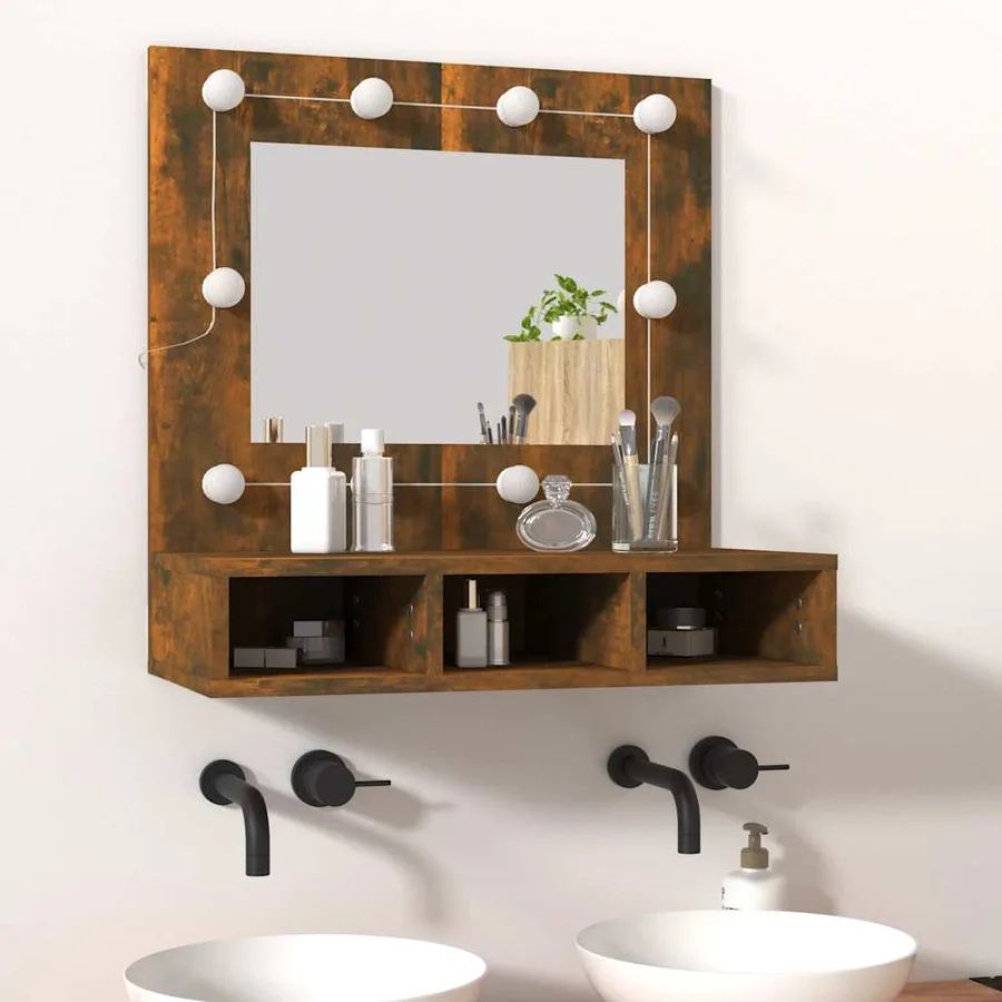 Armoire à miroir avec LED Chêne fumé 60x31,5x62 cm - 13